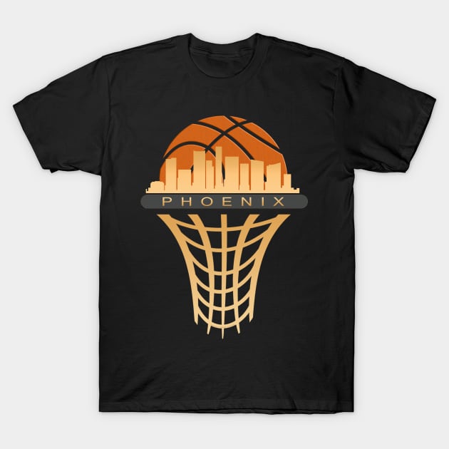 Phoenix Basketball Fans Cityscape T-Shirt by Dibble Dabble Designs